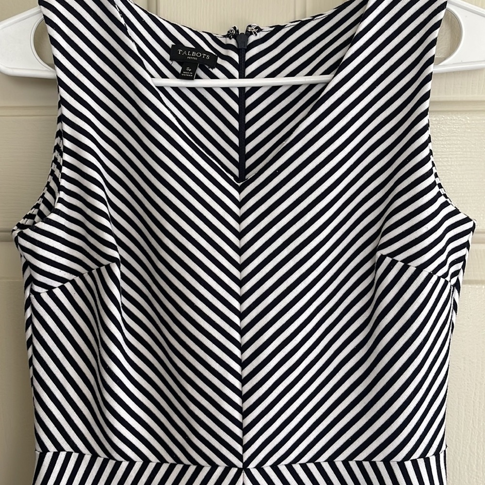 Talbot’s Fit & Flare Jersey Nautical Striped Sleeveless Dress. Size S Petite - Picture 5 of 12